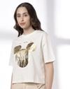 Disney - Women Mickey Mouse Print Boxy Fit Crew-Neck T-Shirt
