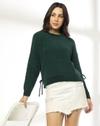 Women Relaxed Fit Chenille Sweater with Tie-up