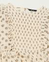 Printed Peplum Top with Sm, OFF WHITE, M