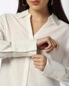 Seersucker Shirt with Wide Cuf, WHITE, L