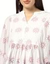 Y Notch Embroidered Peplum Top, LILAC, L