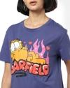 Women Garfield Print Loose Fit Crew-Neck T-Shirt