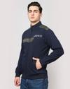 Typographic Print Regular Fit Zip-Front Sweatshirt
