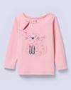 FULL LSEEVE RIB TEE WITH CH, PINK, 9-12M