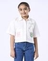 CROP LENGTH BOXY FIT SHIRT, WHITE, 5-6Y