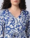 V Neck Button Down Dress, BLUE