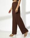 TEXTURED KNIT WIDE LEG TROUSER, BROWN, L