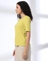 RIB TSHIRT WITH GATHERS AT SHOU, LIME