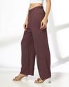 TEXTURED KNIT WIDE LEG TROUS, BROWN, XXL