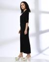 Kimono sleeve solid dress, BLACK, S