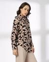 Full sleeve leaf printed shi, BLACK, XXL