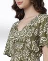 V NECK DROP SHOULDER SMOCK WAI, OLIVE, M