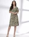 V NECK DROP SHOULDER SMOCK WAI, OLIVE, M
