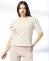 TEXTURED KNIT PUFF SLEEVE TOP, ECRU, M