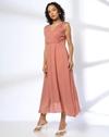 Wrap Top Body Seleeveless Dress, PINK, S
