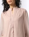 V Split solid chiffon shirt wit, PINK, M