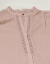 V Split solid chiffon shirt wit, PINK, M