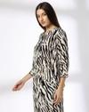MANDARIN COLLAR ANIMAL PRI, OFF WHITE, L
