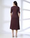 V Split Square Neck Dress, PURPLE, XL
