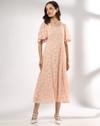 Scoop Neck Poly Jacquard dress, PEACH, S