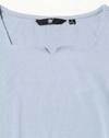 RIB T SHIRT WITH NOTCHED NECK, BLUE, XS