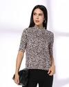 PRINTED HIGH NECK SWEATSHIRT, BEIGE, S