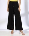 WIDE LEG TROUSER WITH DRAWSTR, BLACK, XS