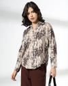 Satin Floral printed shirt, BEIGE, L