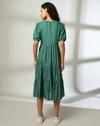 TIER DRESS WITH EMB, DARK GREEN, M