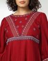 kali emb dress, MAROON, M