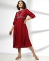kali emb dress, MAROON, M