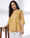 Printed kurti, YELLOW, L