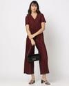 Women Pleated Jumpsuit with Waist Tie-Up