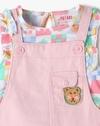 SOLID DUN W PRINTED TEE, PINK, 6-12M