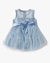 WOVEN HS TODGIRL PARTY DRES, BLUE, 6-12M