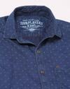 Men Micro Print Denim Slim Fit Shirt