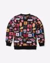 AOP PRINT SWEATSHIRT, BLACK, 5-6Y