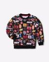 AOP PRINT SWEATSHIRT, BLACK, 5-6Y
