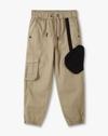 JOGGER FIT TROUSER WITH BAG, KHAKI, 2-3Y