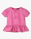 front tie up peplum top, PINK, 2-3Y