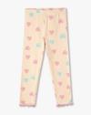 HEART AOP RIB LEGGING, PEACH, 2-3Y