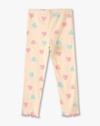 HEART AOP RIB LEGGING, PEACH, 2-3Y