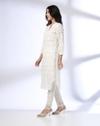 MESH PLEATED KURTA, ECRU, M