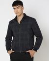 Men Checked Regular Fit Bomber Jacket