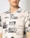 HS RESORT PRINTED SHIRT, WHITE, L