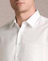 Men Slim Fit Spread-Collar Shirt with Patch Pocket