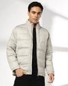 PUFFER HOODED JACKET, LT GREY, L
