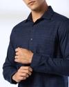 Fashion Yarn dyed Shirt, NAVY, 39