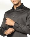 Solid Satin Stretch Shirt, DARK GREY, 40