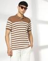 ULTIMATE STRIPER POLO 1, BROWN, XL